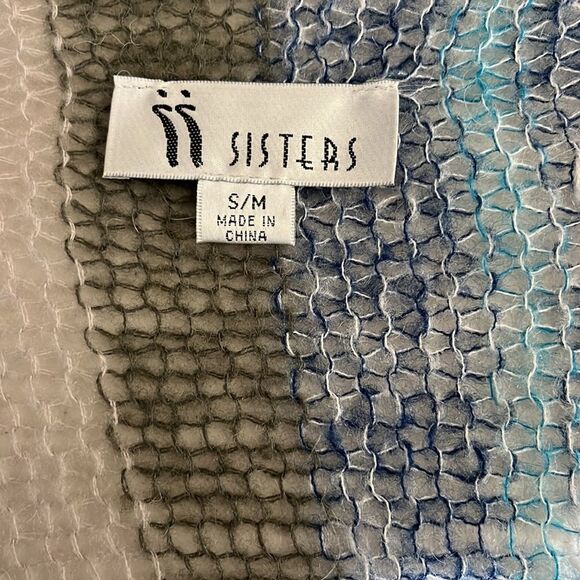 2 ii Sisters Open Front Striped Open Knit Cardigan Blue Brown Size Small Medium - Picture 5 of 8